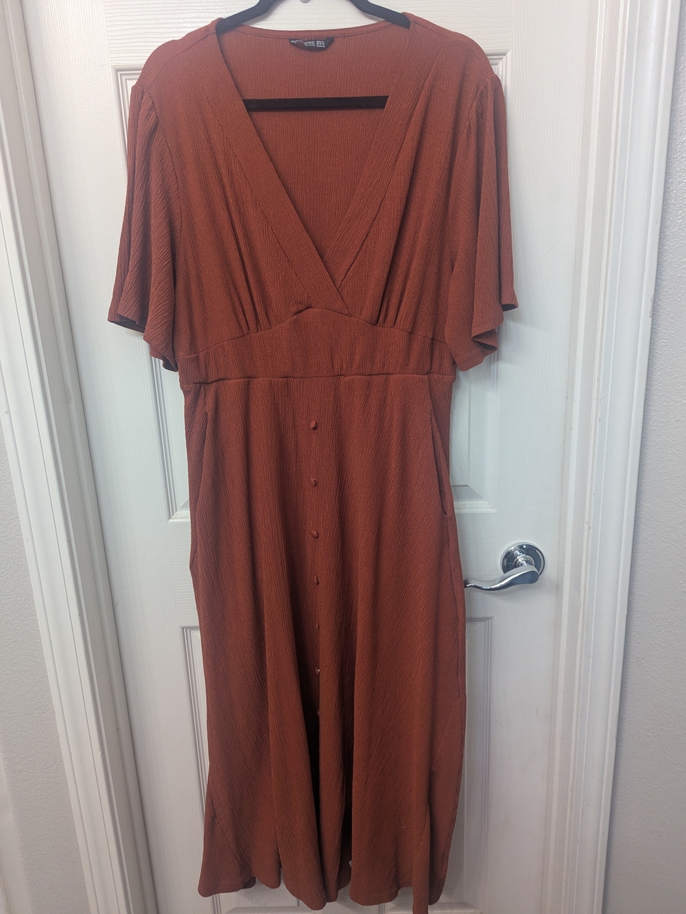 Rust Button-Front Midi Dress - Women